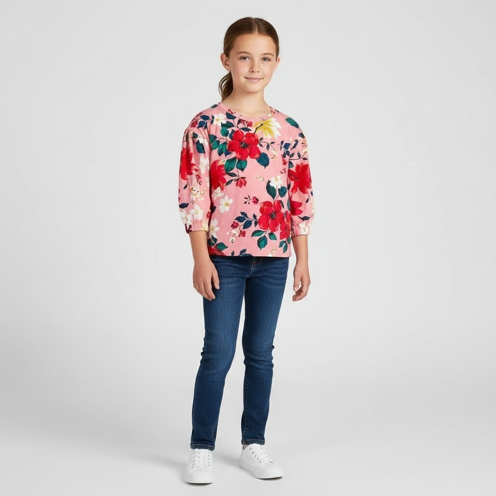 Old Navy Girls Pink Floral Top Long Sleeve Shirt Size Small Casual Fashion Cute